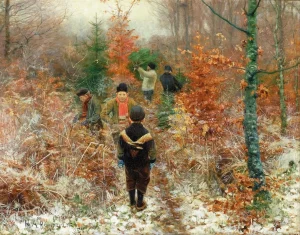 Cortando árboles de navidad