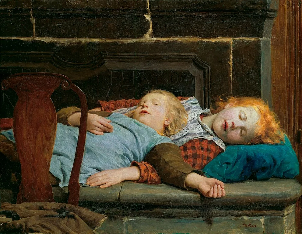 Dos niñas durmiendo: Anker - Arte Suizo