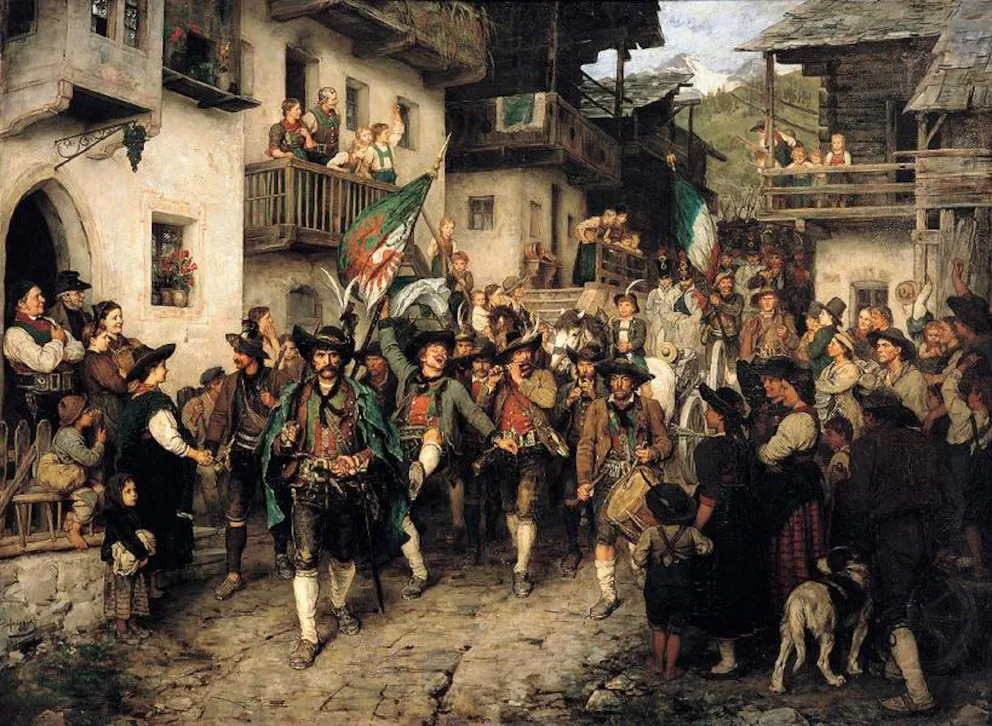 Regreso Landsturm Tirolés Defregger 1809